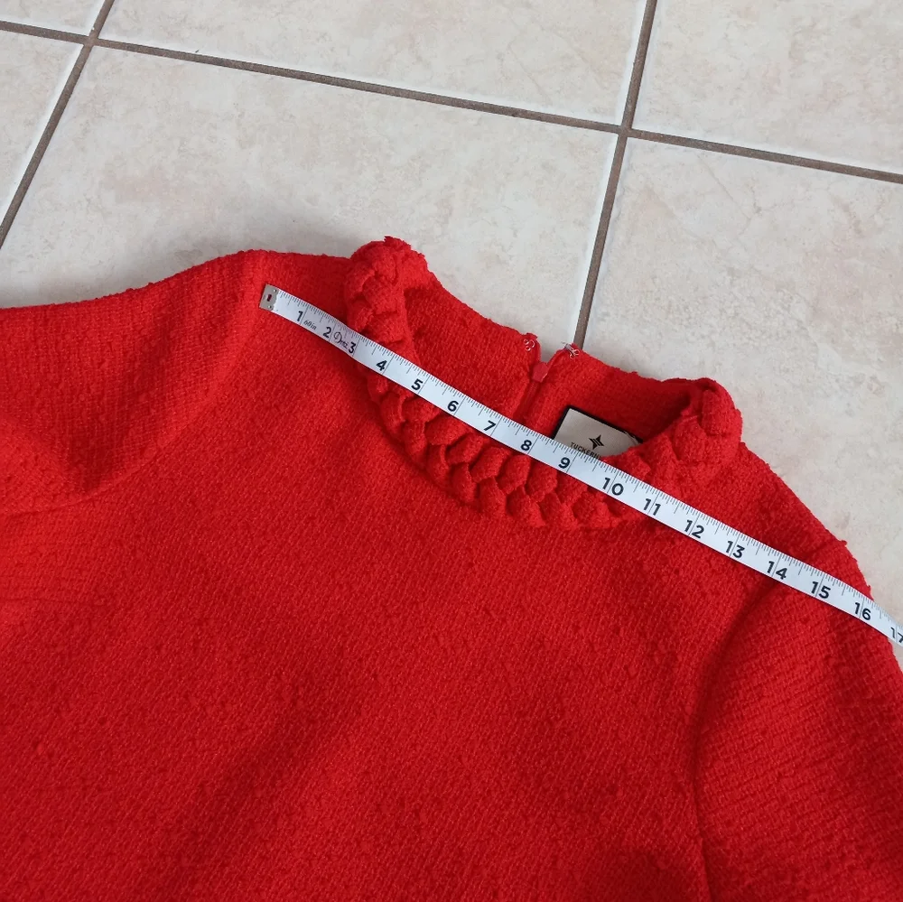 Tuckernuck Red Tweed Jackie Dress Pearl Embellishment L - Picture 12 of 16